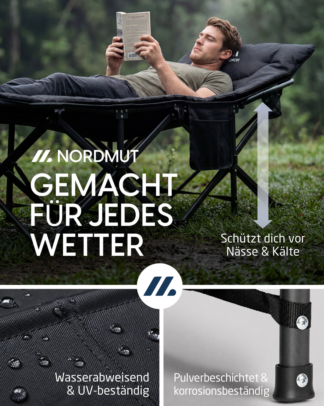 Kebne – Feldbett mit Auflage fürs Camping