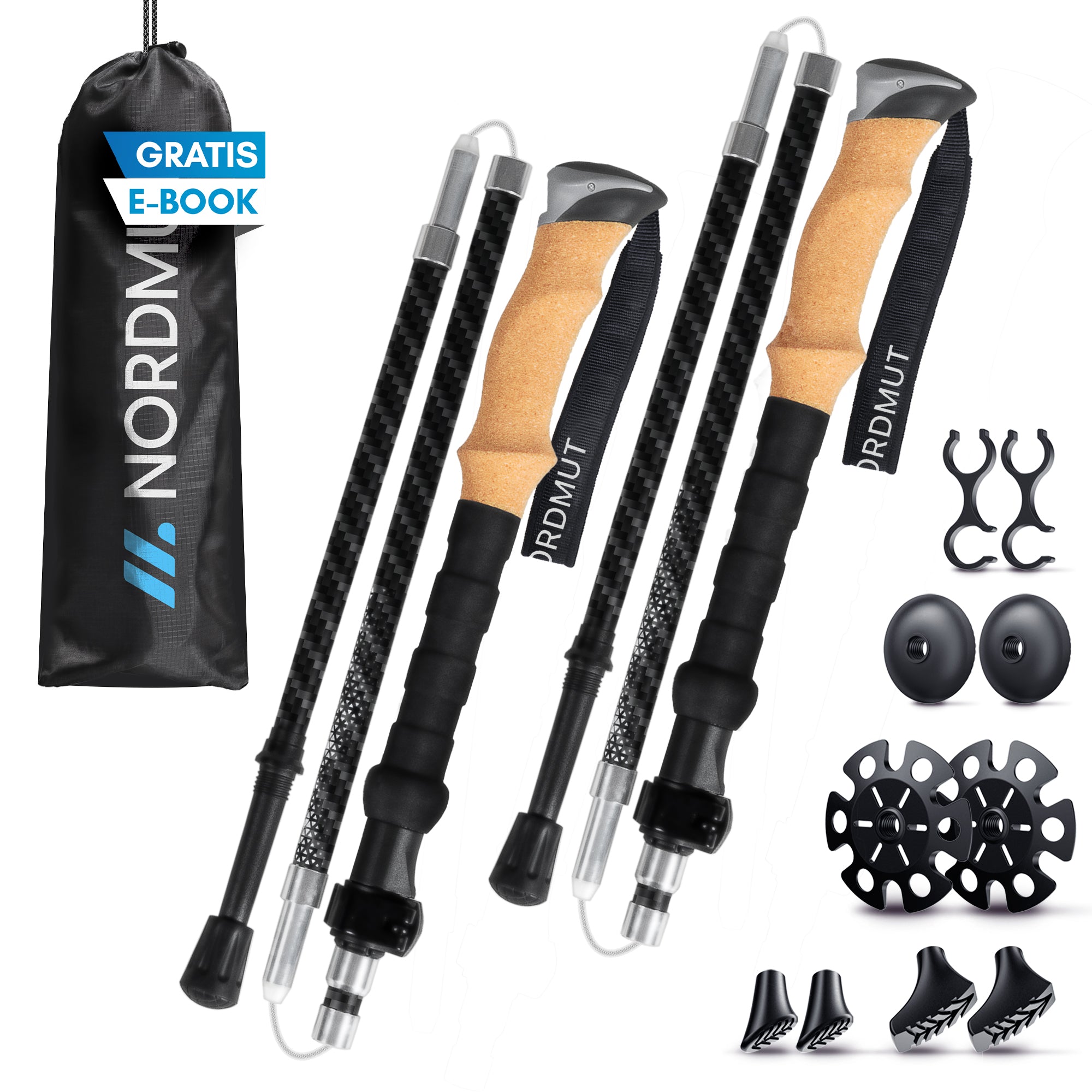 GPTCAMP Wanderstock Faltbar, 78.7-129.5 Cm Verstellbar – Ultraleicht & Mit EVA-Griff